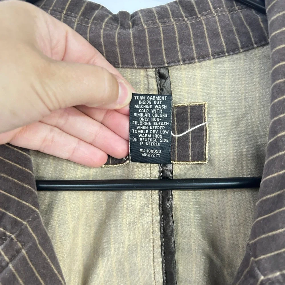 Brown Pinstripe Cotton Stretch Blazer 18/20 Academia Preppy Workwear Venezia
